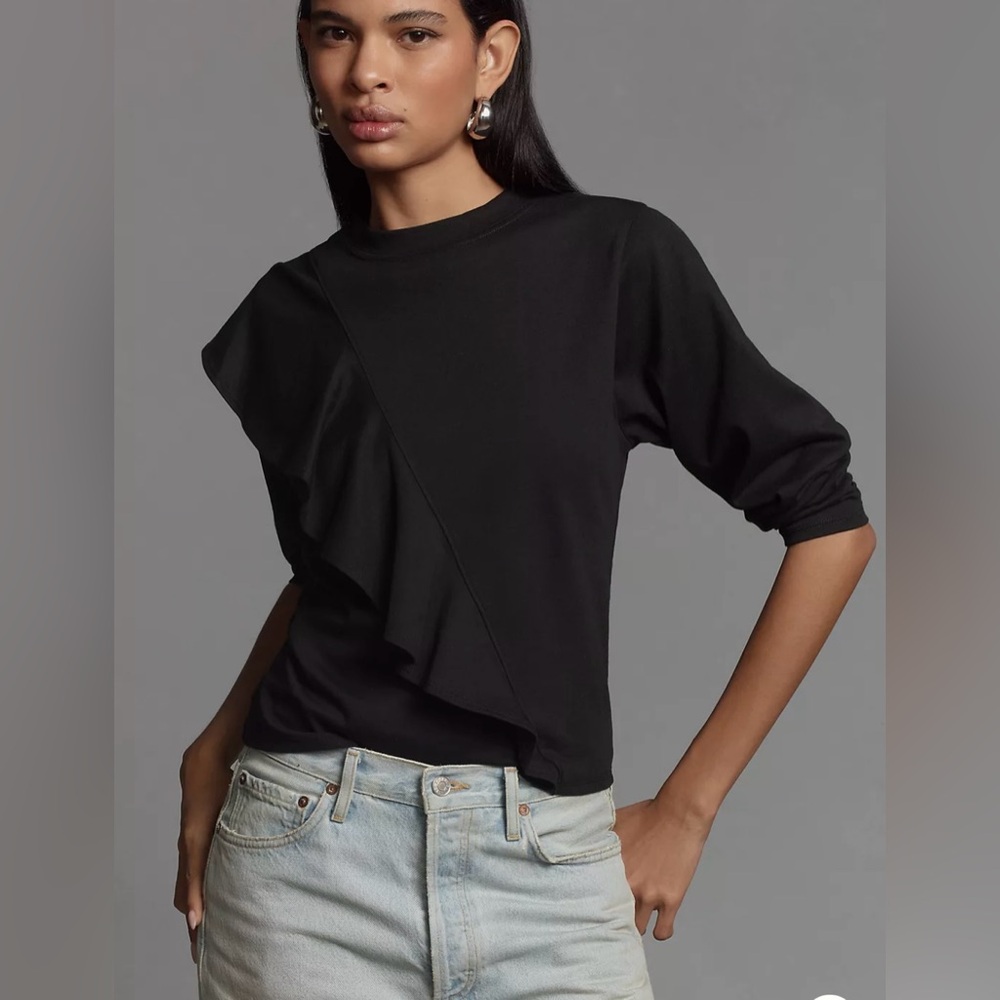 NWT Nation Las Angeles by Anthropologie Farrah Asymmetrical Ruffle Top Size XS